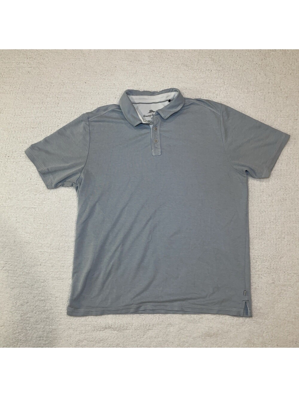 Tommy Bahama Shirt Mens Large Blue Polo Golf Short Sleeve Gray Preppy
